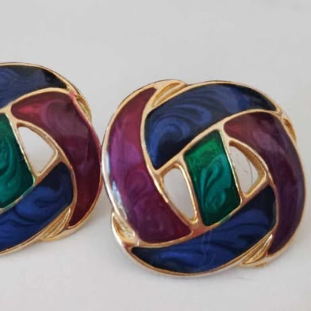 Vintage New Orleans Mardi Gras Stud Earrings